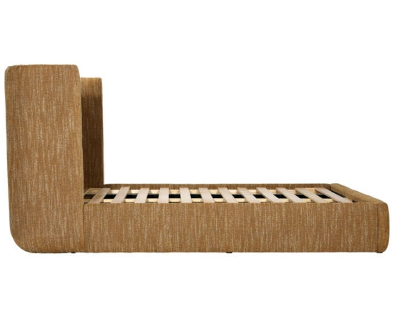 King size performance fully upholstered bed in textured fabric