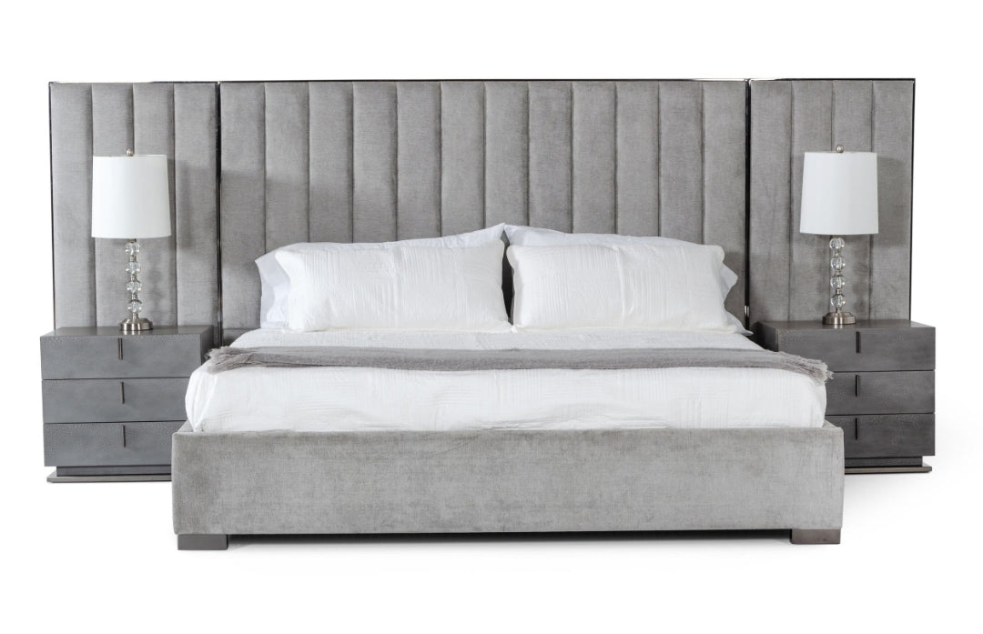 Eastern king Modern Grey & Black Stainless Steel Bed