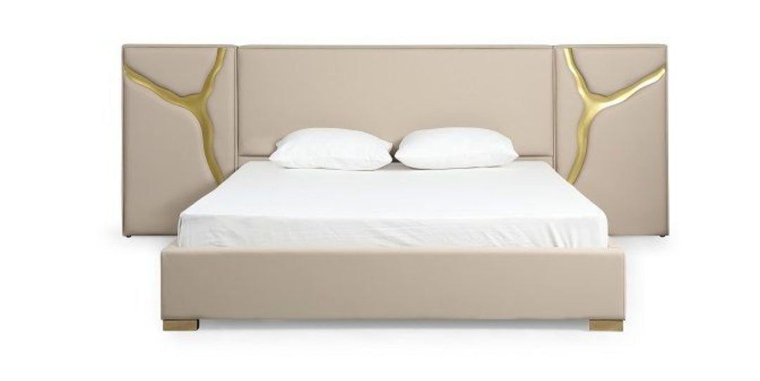 Queen Glam leather & Gold Bed