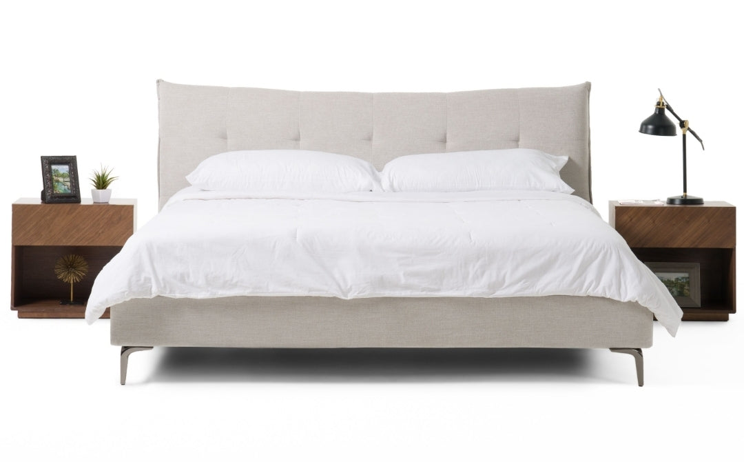 Eastern King - Modern Grey Fabric Bed