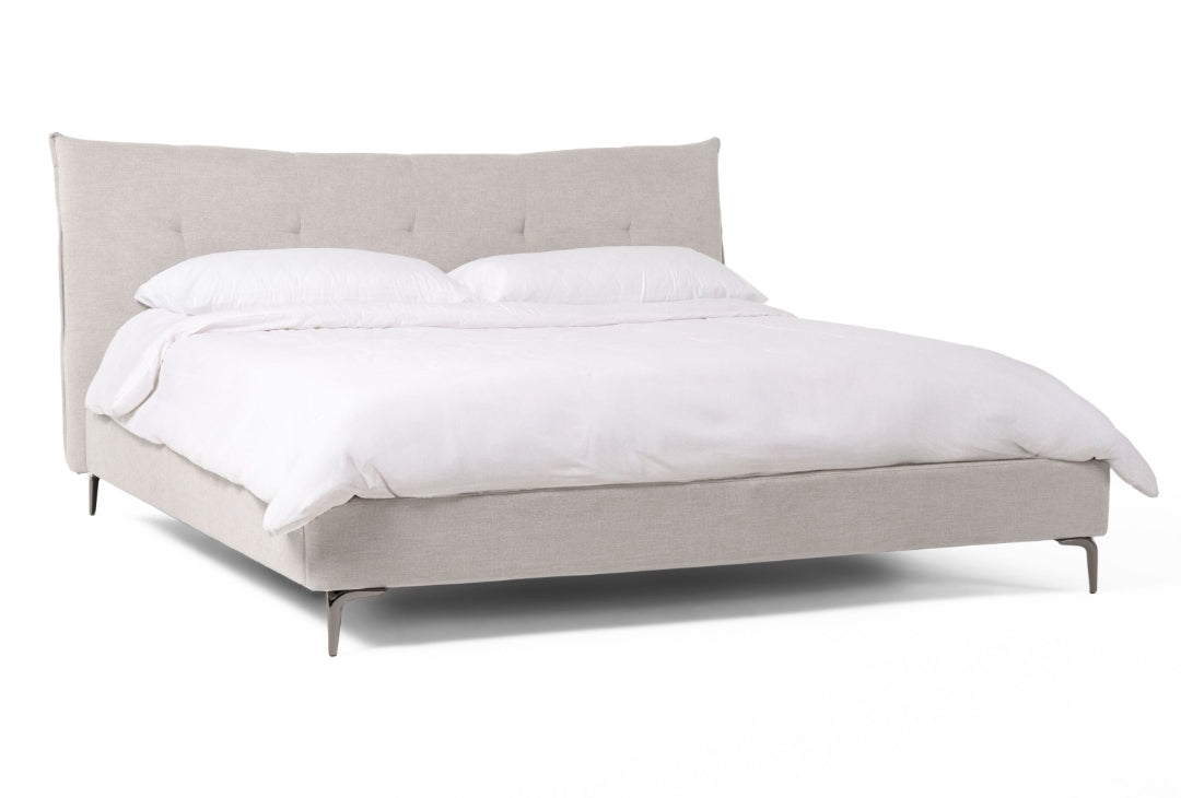 Eastern King - Modern Grey Fabric Bed