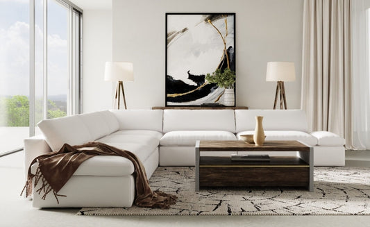 - Modern White Fabric Sectional Sofa