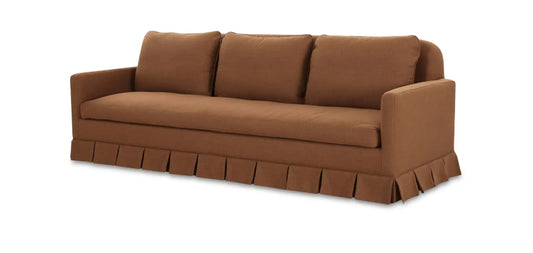 98" Pleated Slipcovered Chocolate Terracotta performance Weave Sofa by Moe's