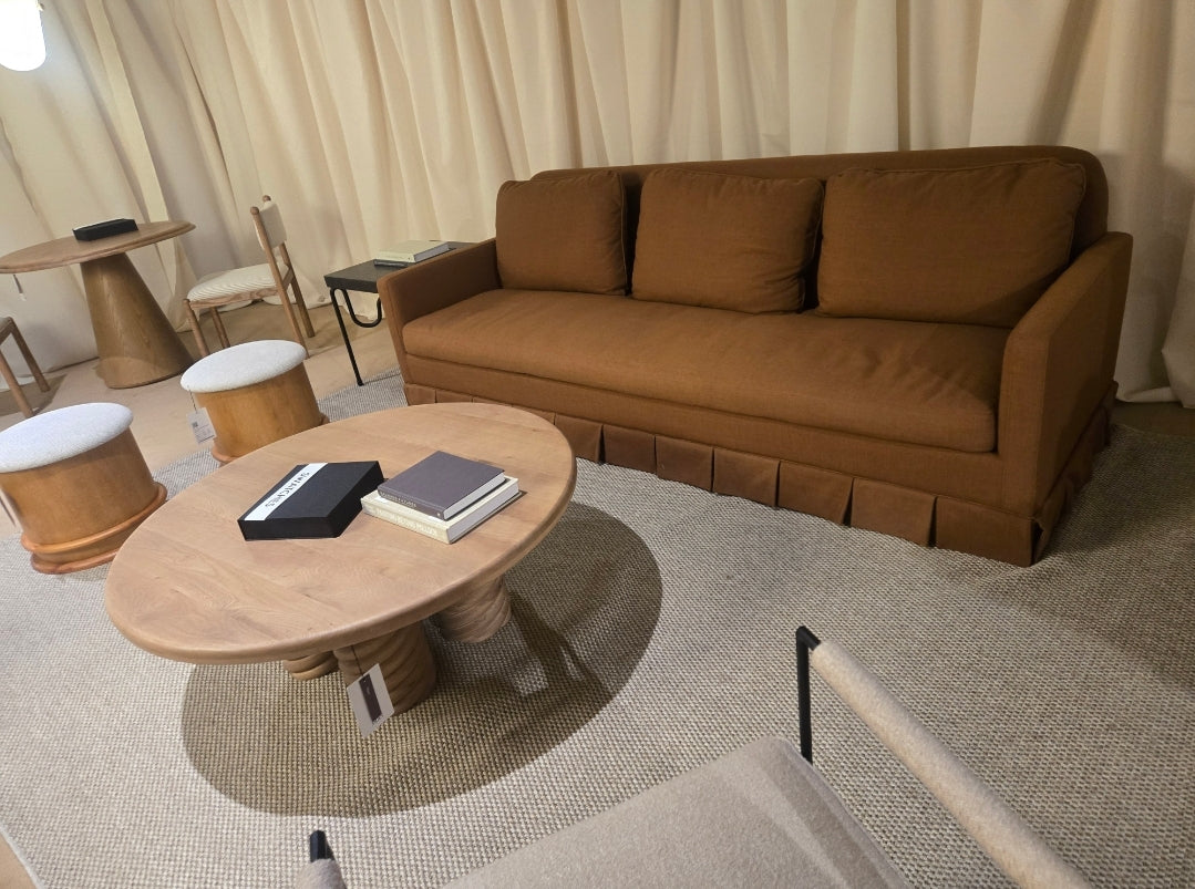 98" Pleated Slipcovered Chocolate Terracotta performance Weave Sofa by Moe's