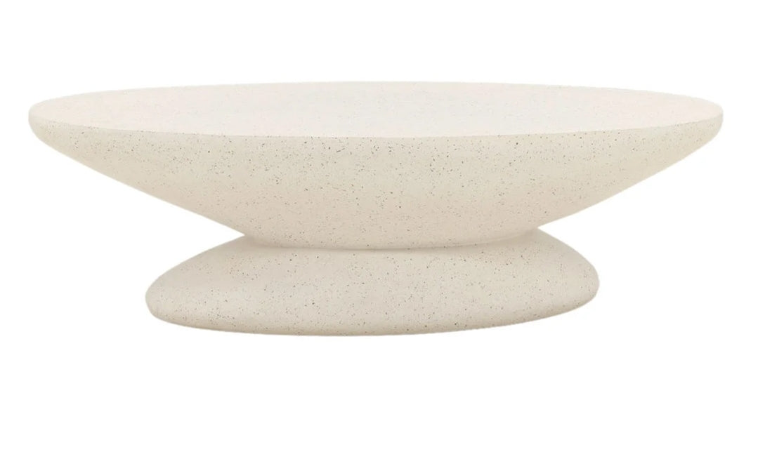Ivory Concrete Terrazzo Oval Coffee Table