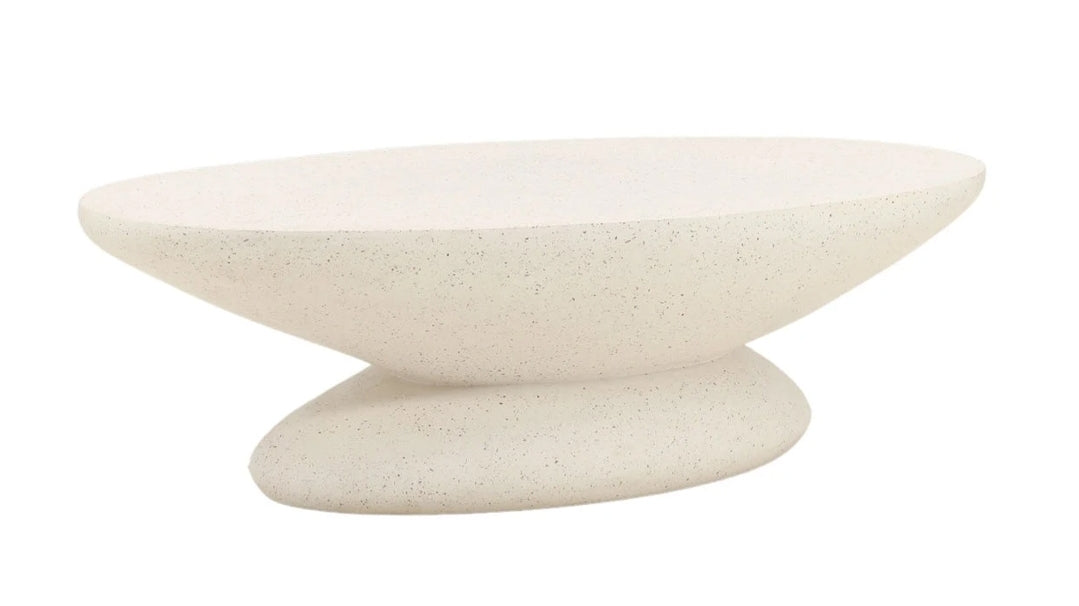 Ivory Concrete Terrazzo Oval Coffee Table