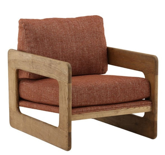 Terracotta Upholstered Solid Wood Accent chair