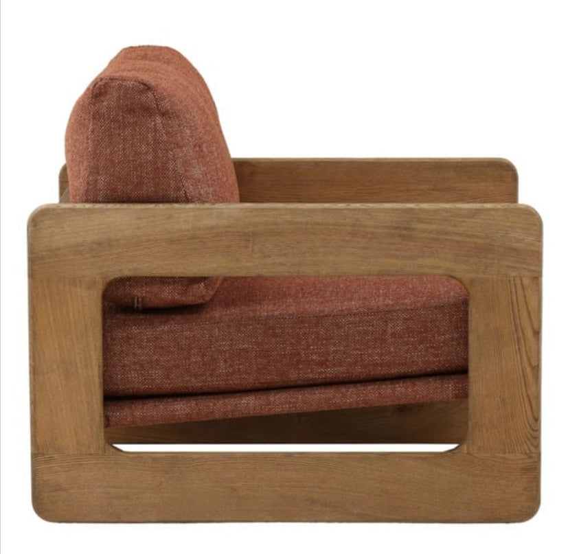 Terracotta Upholstered Solid Wood Accent chair