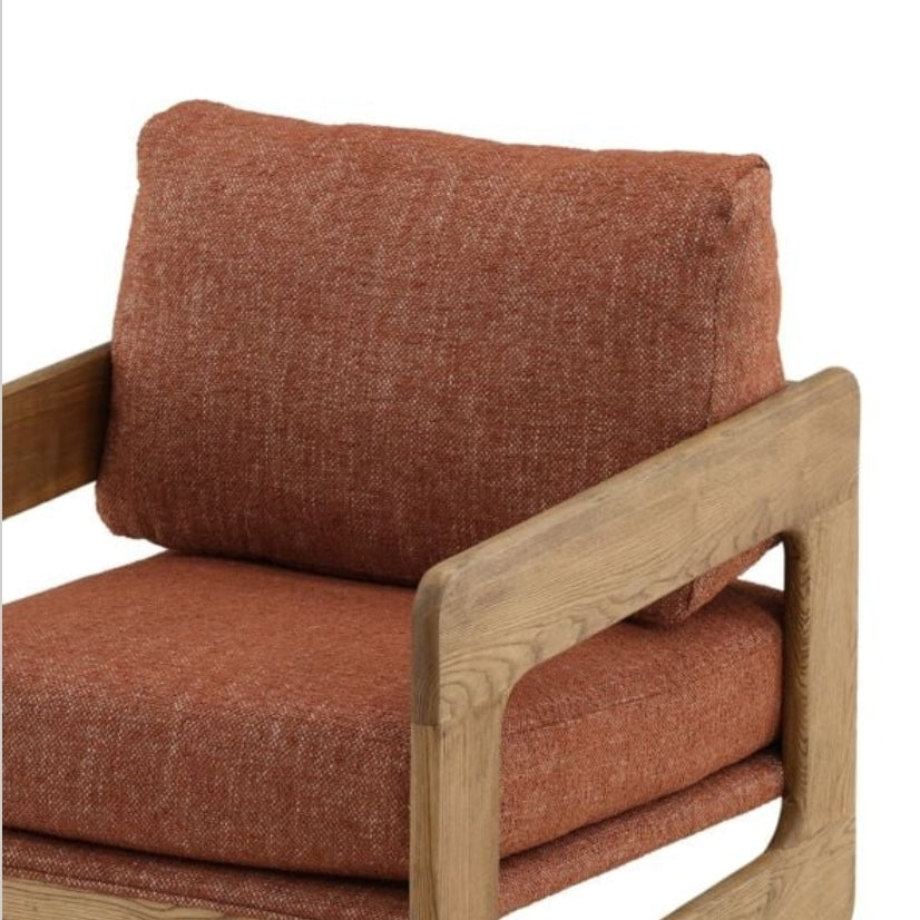 Terracotta Upholstered Solid Wood Accent chair