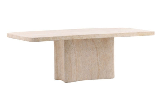 89" Stunning Cast Concrete Outdoor Dining Table with Travertine Finish