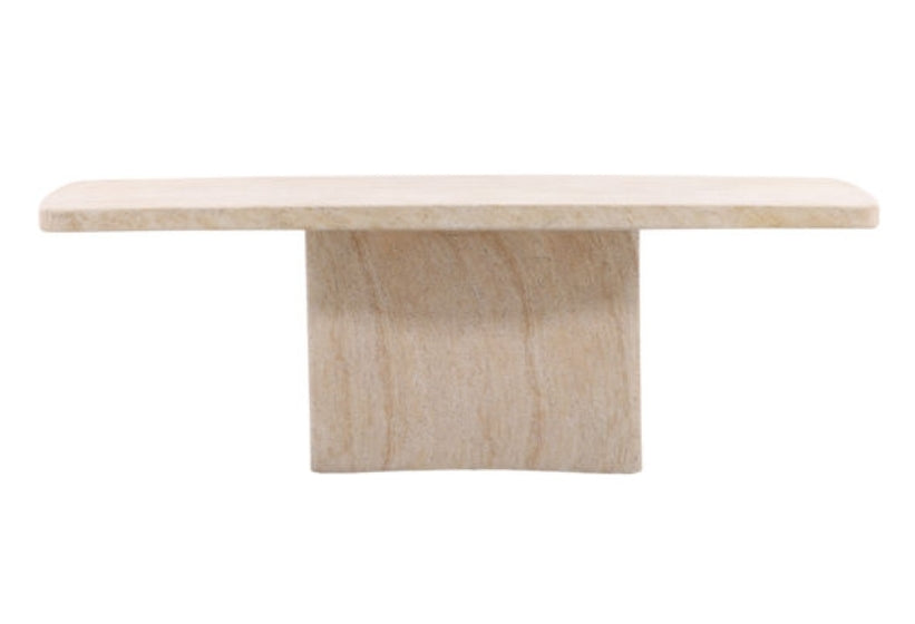 89" Stunning Cast Concrete Outdoor Dining Table with Travertine Finish