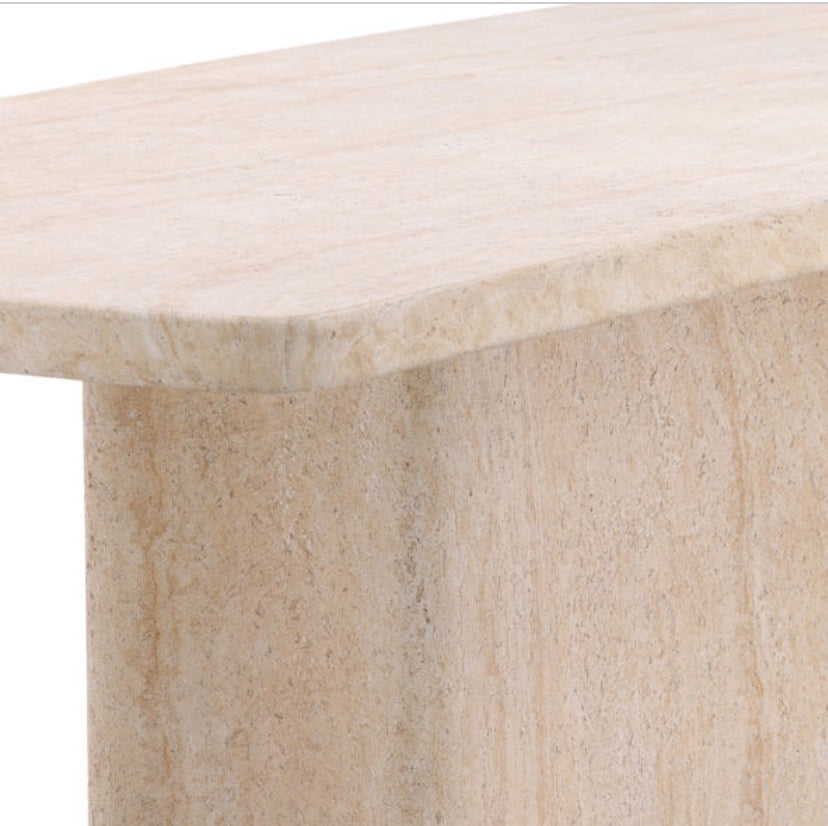 89" Stunning Cast Concrete Outdoor Dining Table with Travertine Finish