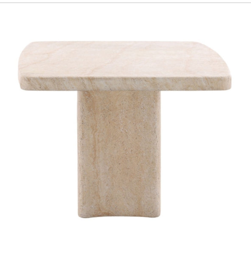89" Stunning Cast Concrete Outdoor Dining Table with Travertine Finish
