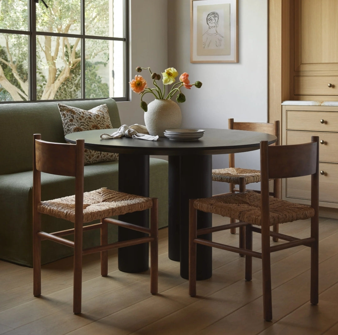 48" Mojave Sculptural round solid wood dining table