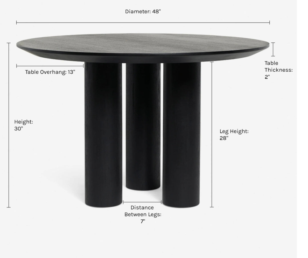 48" Mojave Sculptural round solid wood dining table