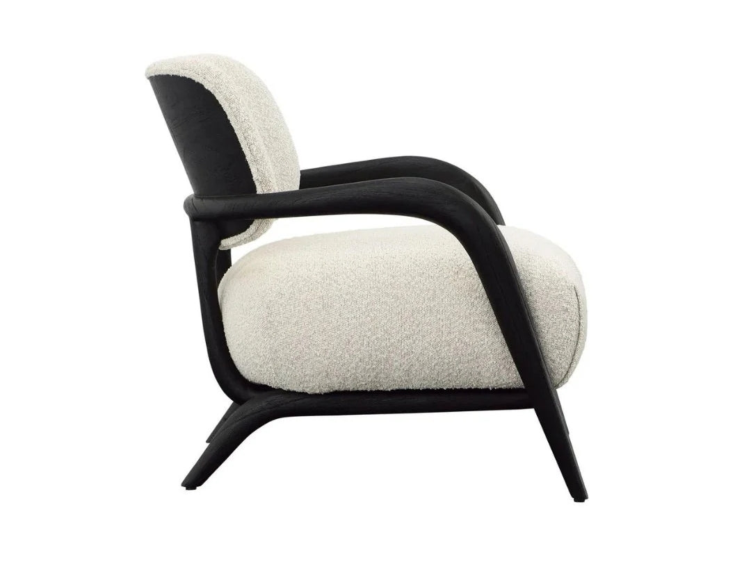 Vindi Black oak accent chair with performance upholstery