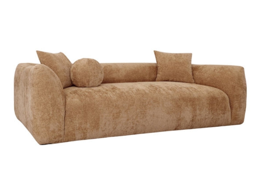 Claudine 93" Upholstered Chenille Sofa in Camel
