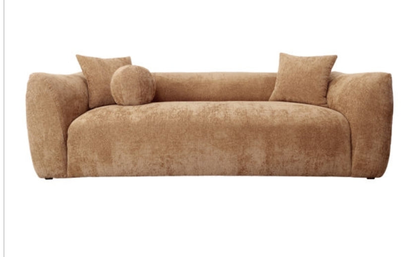 Claudine 93" Upholstered Chenille Sofa in Camel
