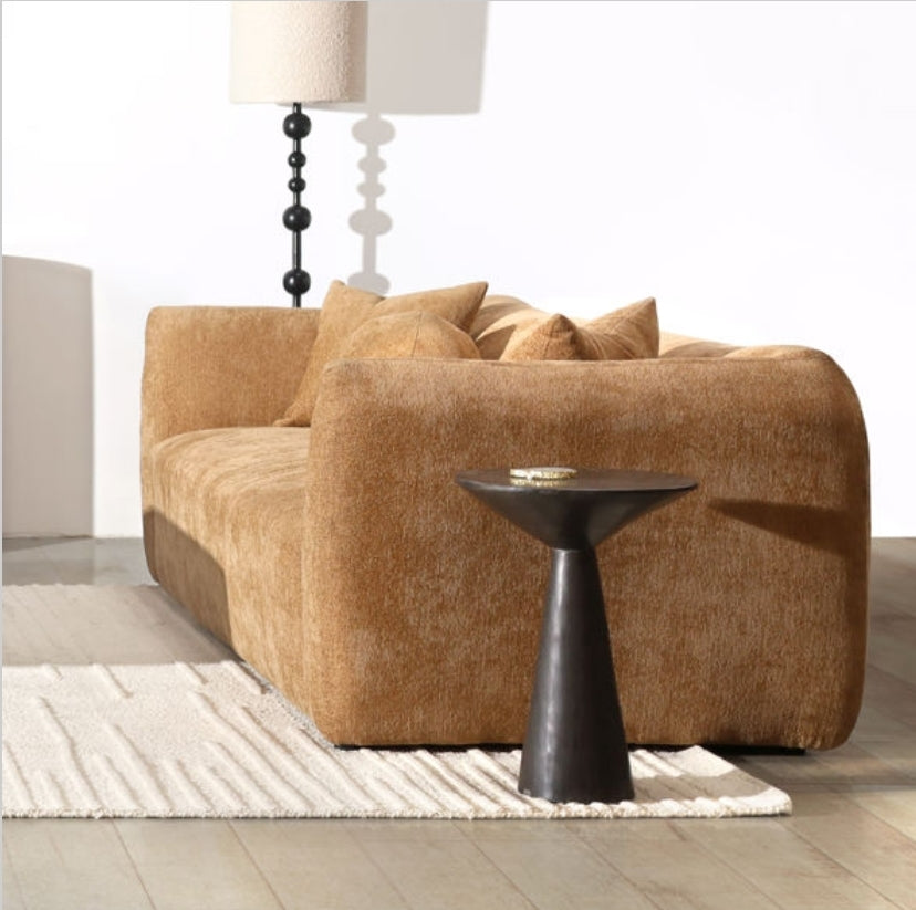 Claudine 93" Upholstered Chenille Sofa in Camel