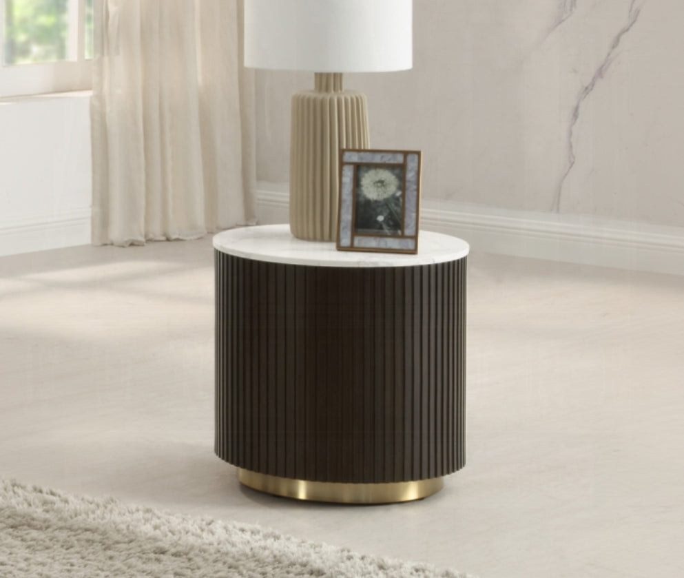 Flutted Marble Top Side Table