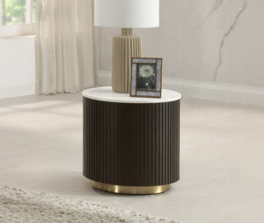 Flutted Marble Top Side Table