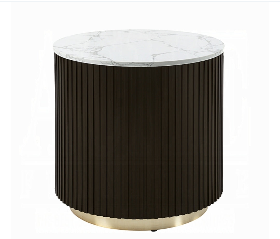 Flutted Marble Top Side Table