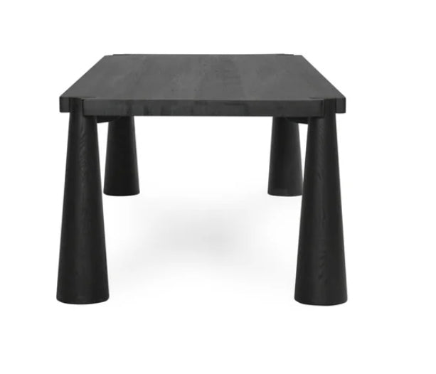Brand New Claire Modern Classic Black Oak Wood Rectangular Dining Table