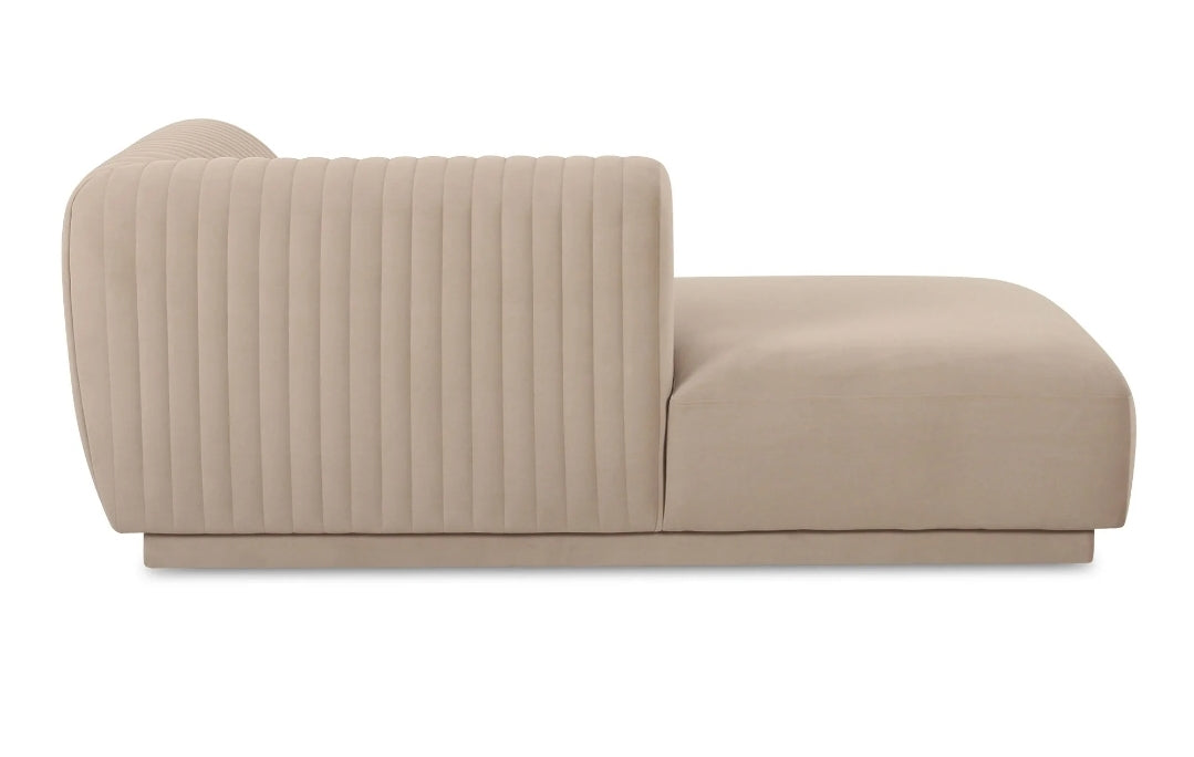 Lisette Channel tufted Performance Velvet Sectionall upholstered in beige plush fabric
