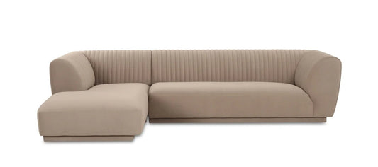 Lisette Channel tufted Performance Velvet Sectionall upholstered in beige plush fabric