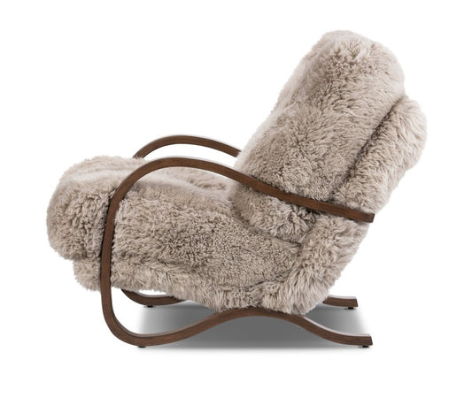 Mongolian sheepskin solid wood occasional chair