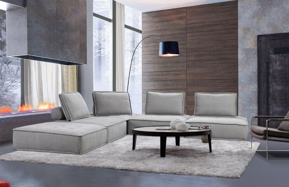 Divani Casa Modern Grey Fabric Modular Sectional Sofa