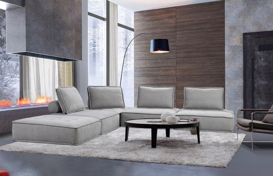 Divani Casa Modern Grey Fabric Modular Sectional Sofa