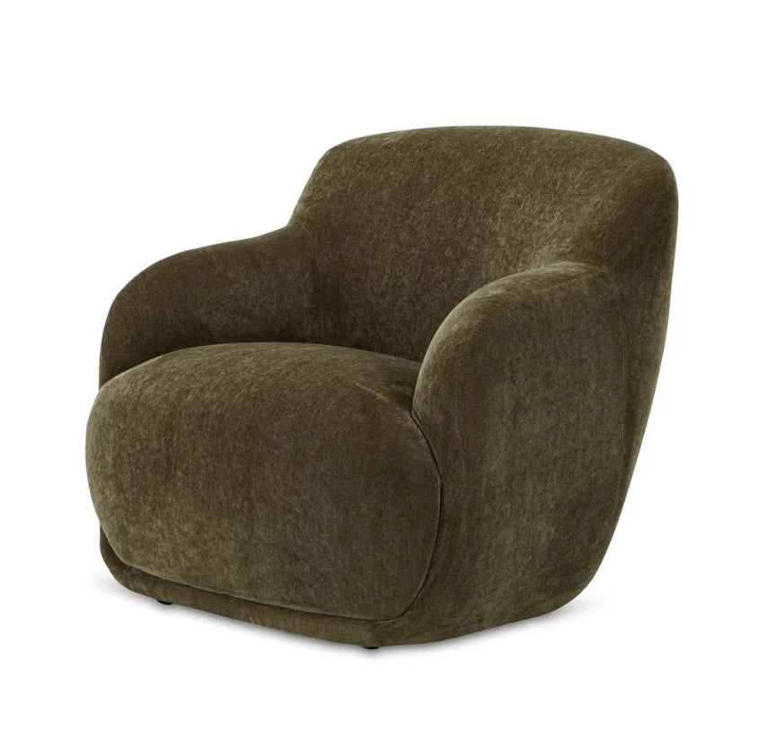 Alba Lounge Chair upholstered in moss green performance velvet