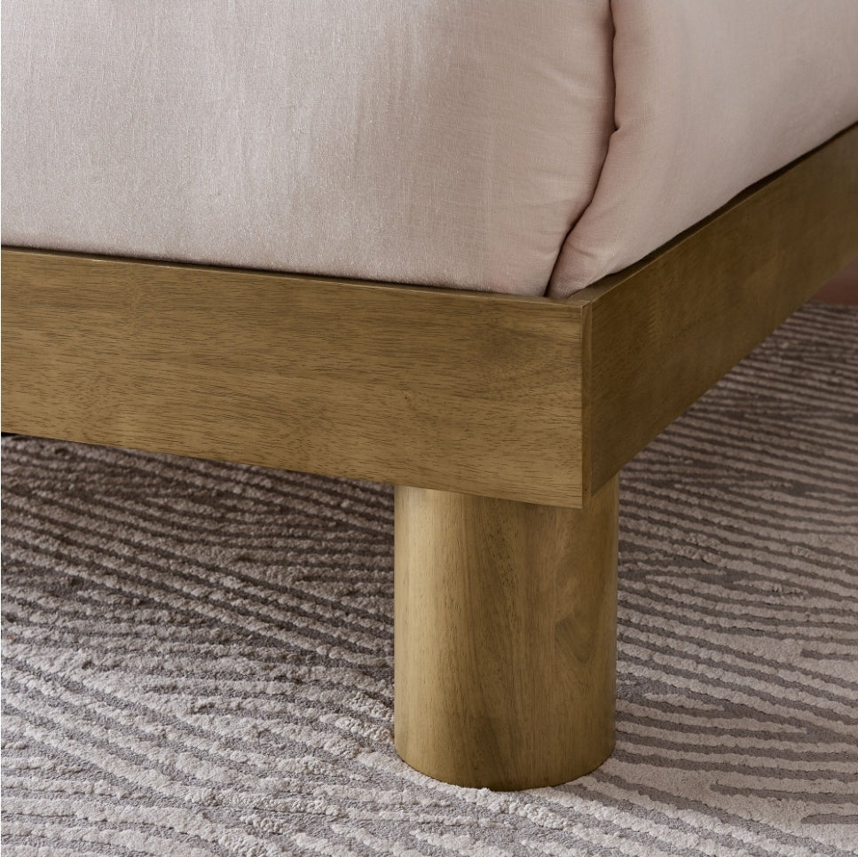 Luna Solid Wood Queen Platform Bed in French Oak