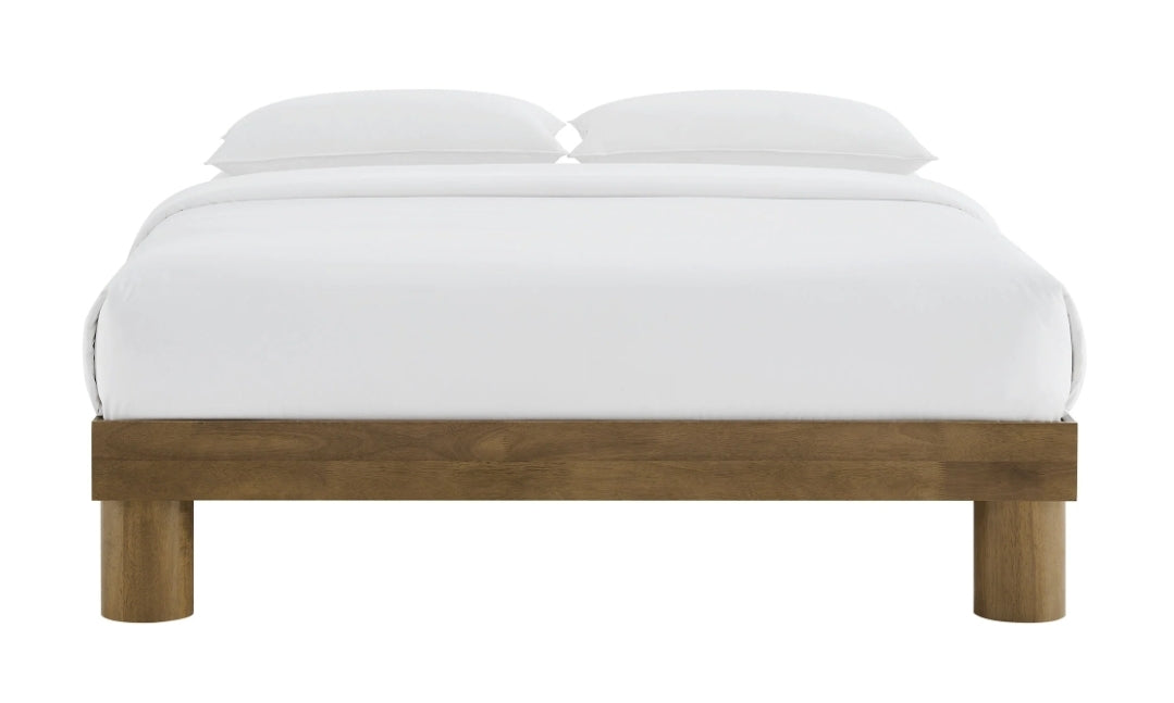 Luna Solid Wood Queen Platform Bed in French Oak