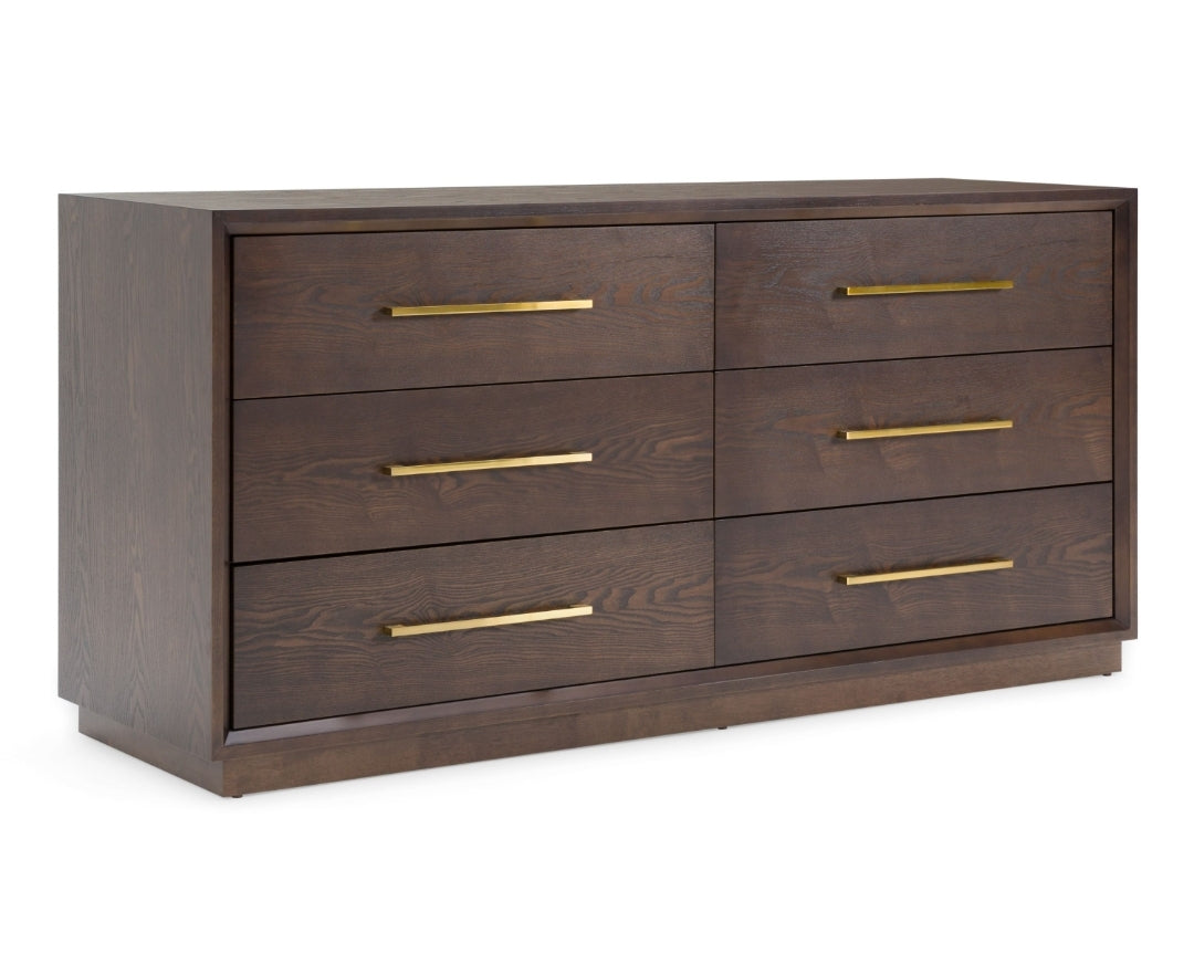 Manhattan Brown Oak and Gold Dresser