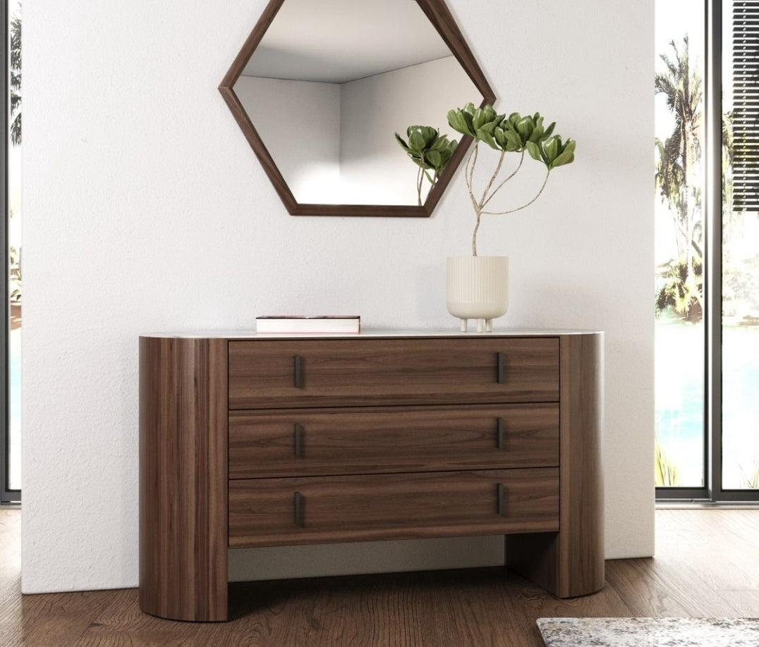 Post Modern Walnut Dresser with Ceramic Stone Top