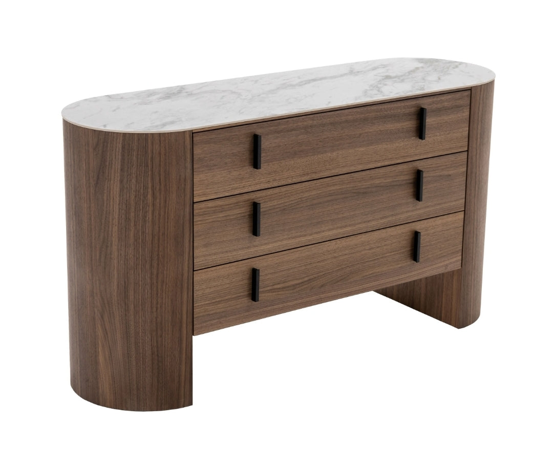 Post Modern Walnut Dresser with Ceramic Stone Top