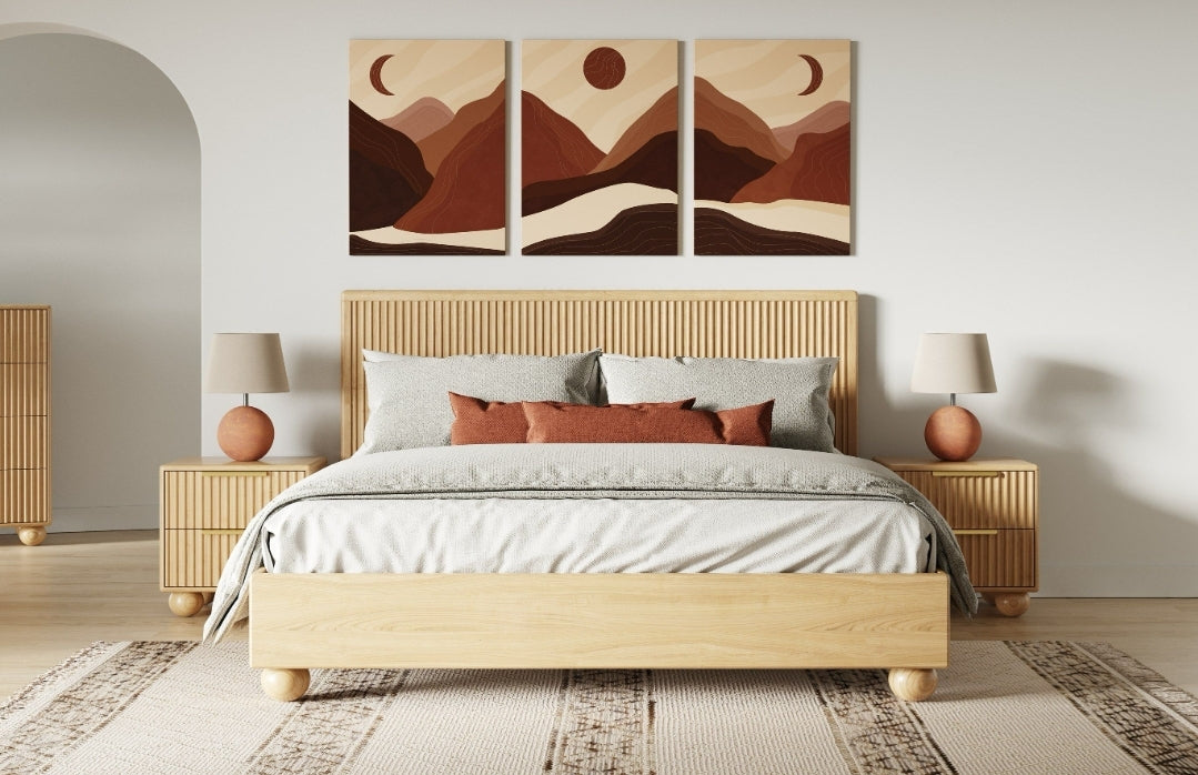 Carey King Modern Natural Oak Bed Platform Bed