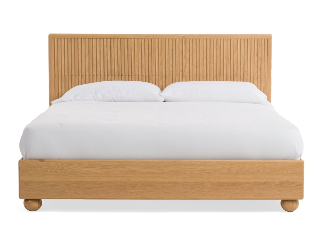 Carey King Modern Natural Oak Bed Platform Bed