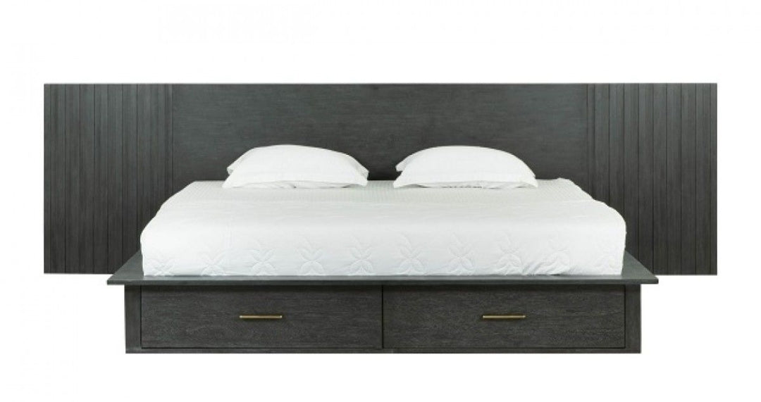 Mod Wood Wall Panel King Contemporary Platform Dark Grey