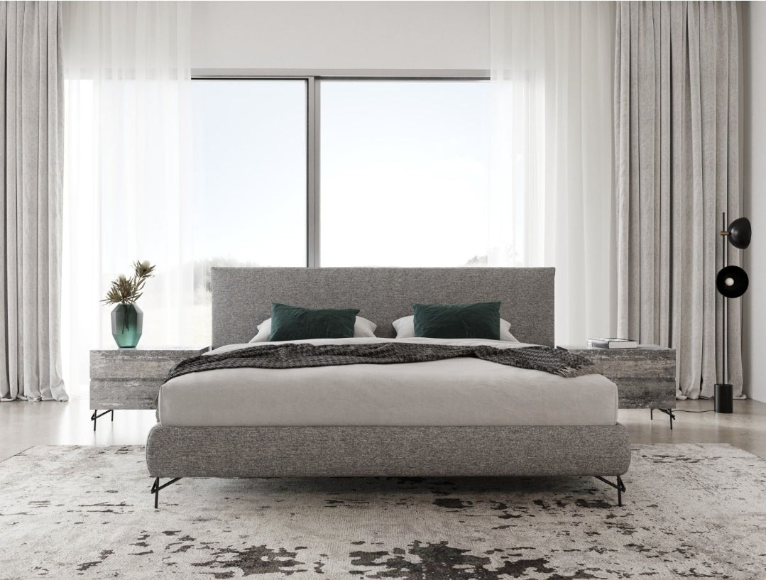 Aria King Italian Modern Grey Fabric