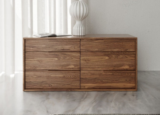 6 Drawer Modern Aspen Walnut Dresser