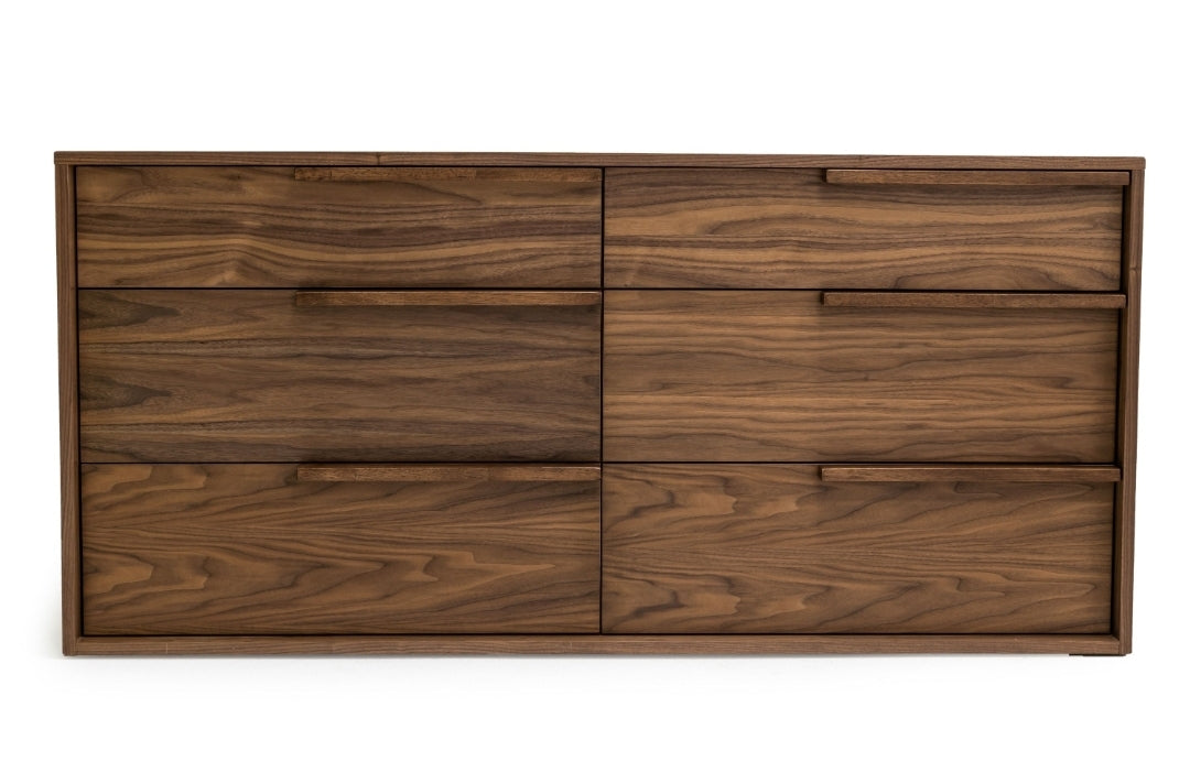 6 Drawer Modern Aspen Walnut Dresser