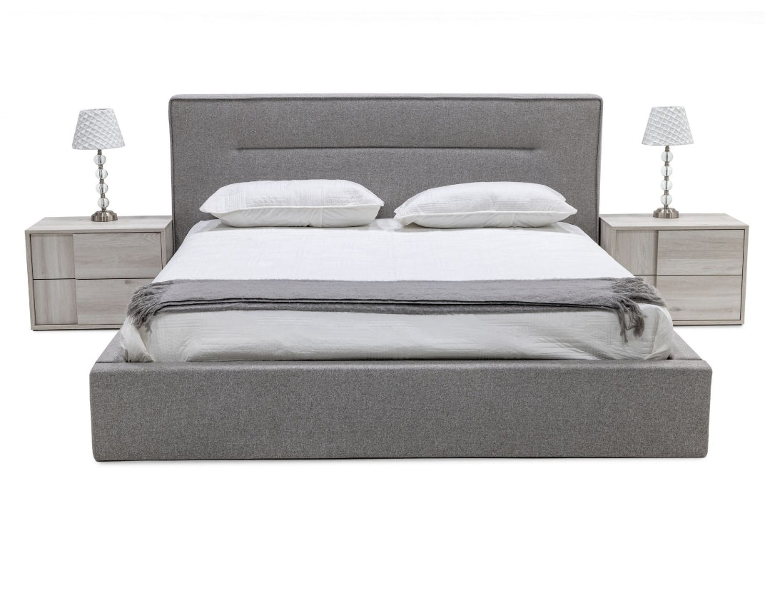 Juliana King Italian Modern Dark Grey Upholstered Bed