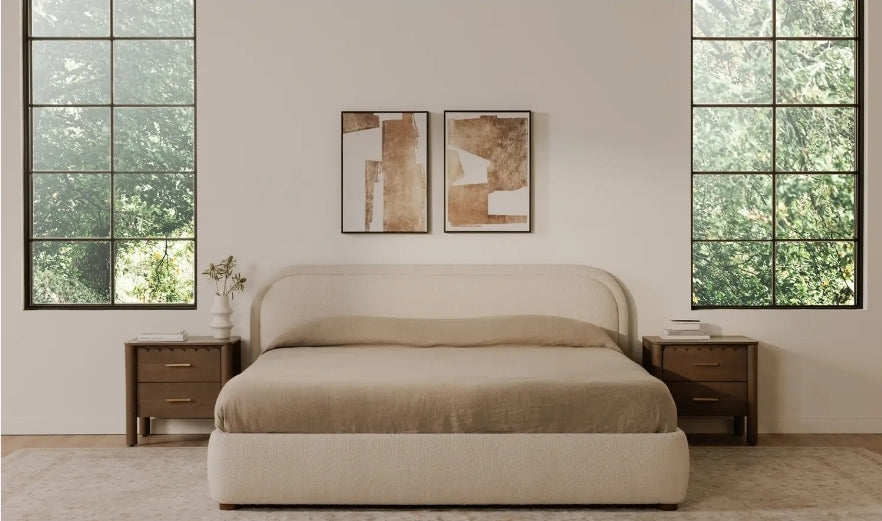 Martens King Upholstered bed in beige fabric