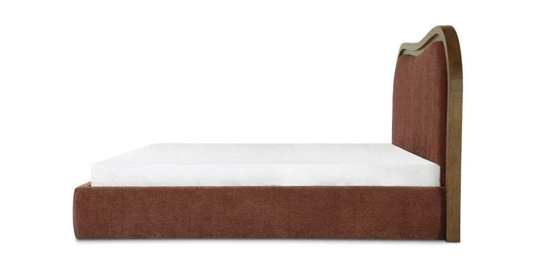Lulu King Bed upholstered in Velvet Rust Chestnut