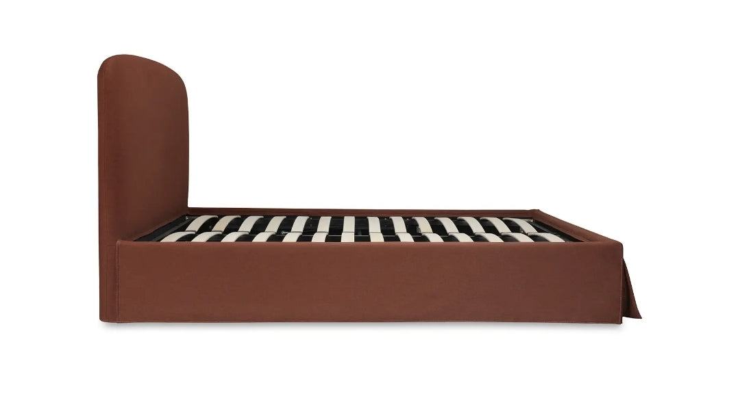 Prime King Slipcover Storage Bed upholstered in Rust