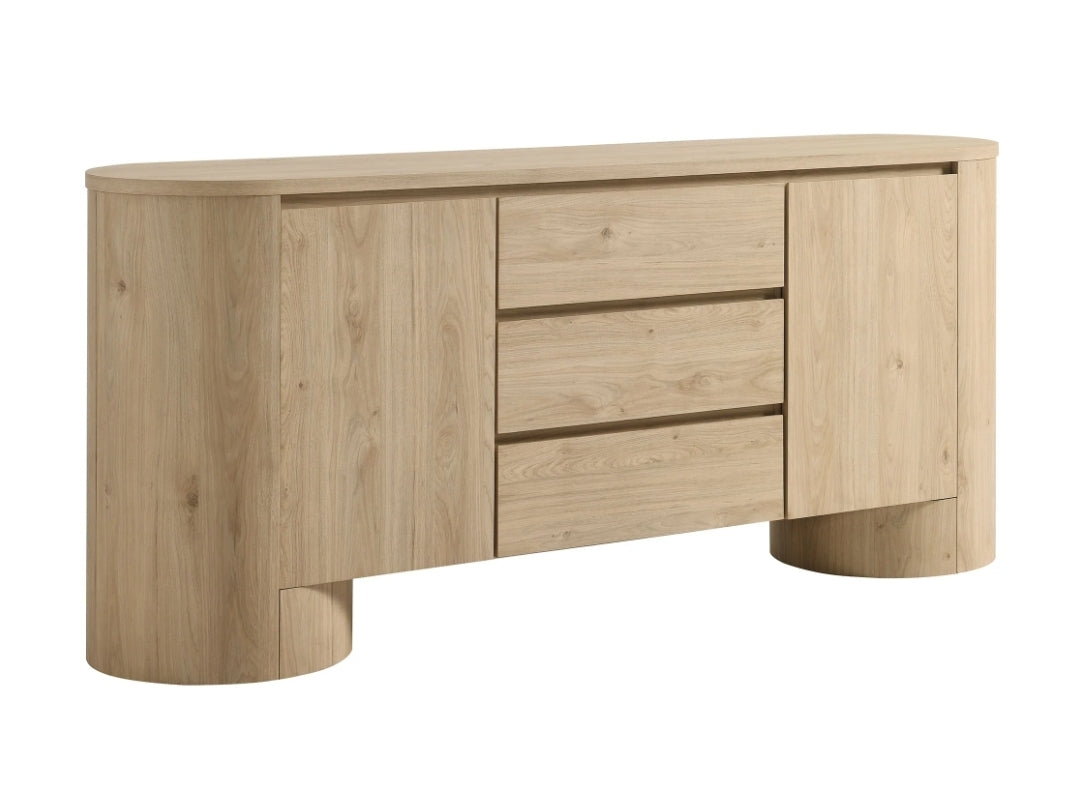 71" Rounded Sideboard Media Cabinet finished in Natural oak