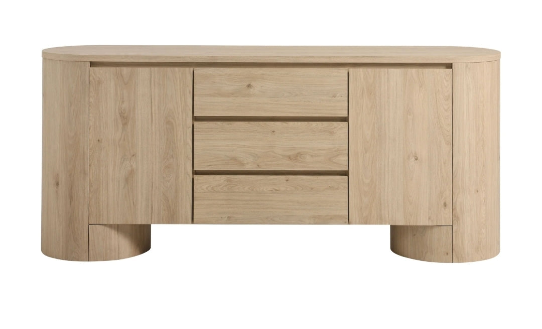 71" Rounded Sideboard Media Cabinet finished in Natural oak